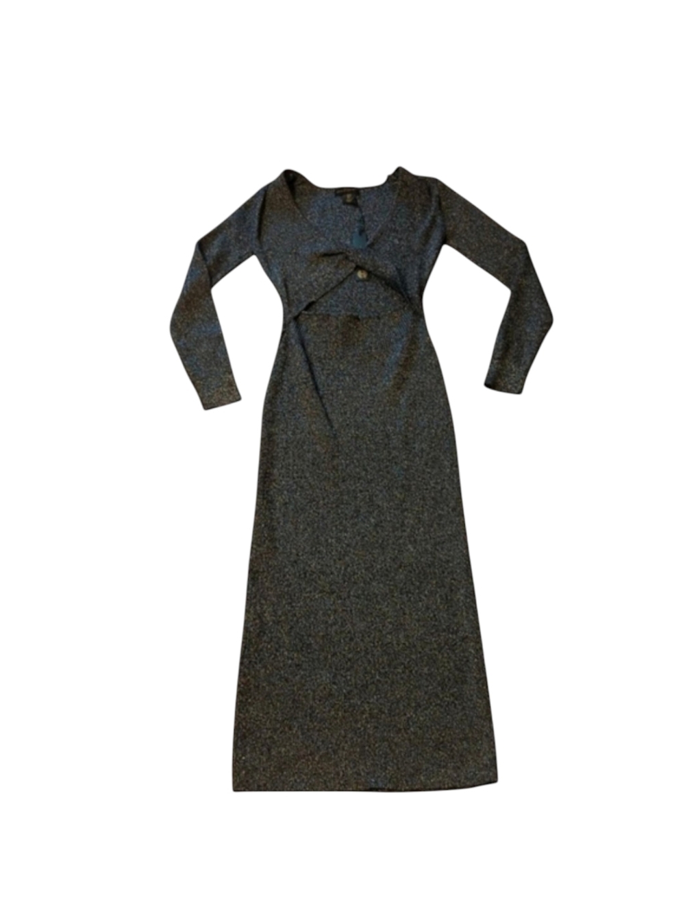 House of Harlow 1960 Black/Silver Metallic Cut-Out Sweater Dress Size S